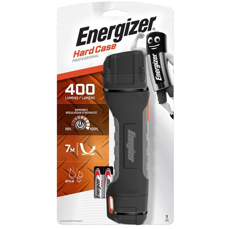 Energizer LED Taschenlampe mit 4 Mignon AA Batterien im extra harten Gehäuse