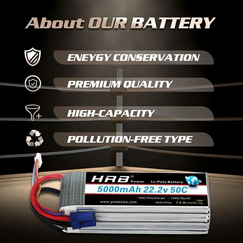 HRB 6S 5000mAh 22,2 V 50C EC5 LiPo Akku