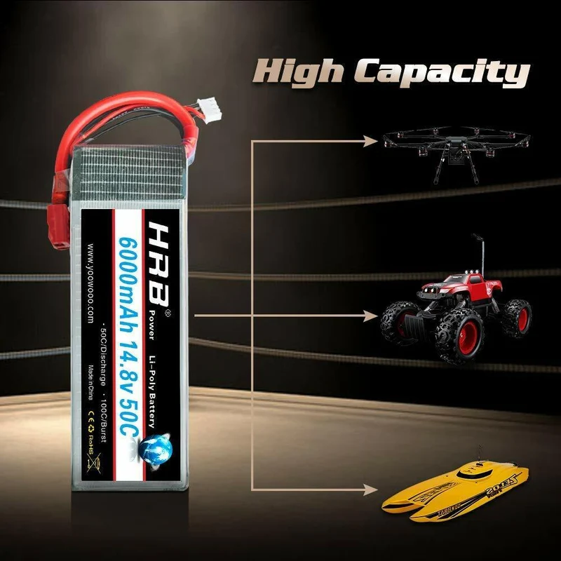 HRB 4S 6000mAh 14,8V 50C Deans T Stecker LiPo Akku