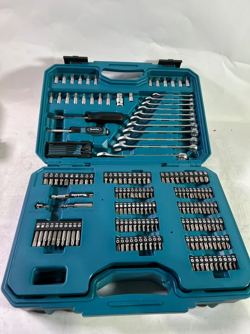Makita E-17980 Werkzeug Set 231 tlg. 5/16" / 1/4" / 1/2" Schraubendreher / Ratsche / Schraubenschlüssel / Bits + Koffer - Leicht Gebraucht