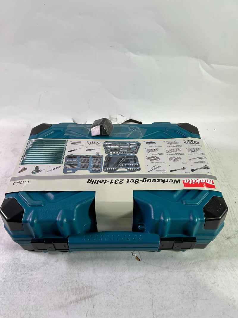 Makita E-17980 Werkzeug Set 231 tlg. 5/16" / 1/4" / 1/2" Schraubendreher / Ratsche / Schraubenschlüssel / Bits + Koffer - Leicht Gebraucht