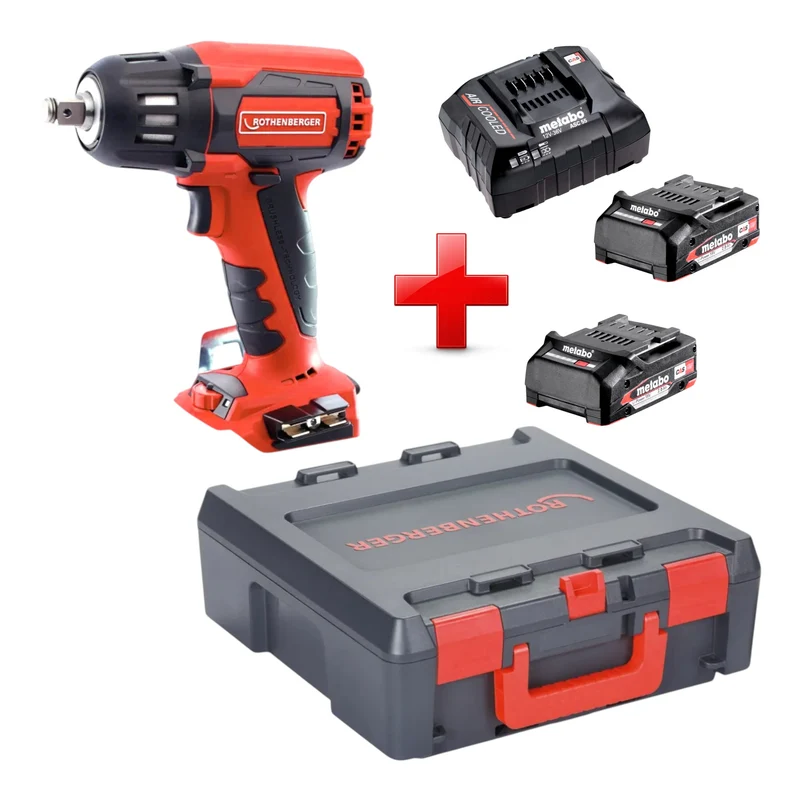 Rothenberger RO ID400 Akku Schlagschrauber 18 V 400 Nm Brushless + 2x Akku 2,0 Ah + Ladegerät + Rocase