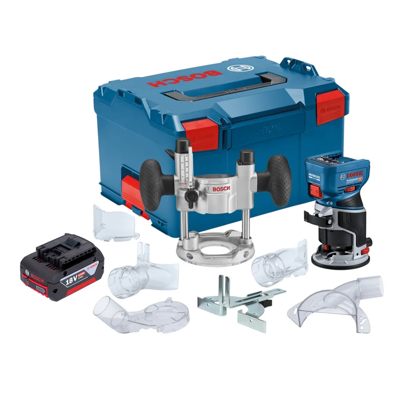 Bosch GKF 18V-8 Professional Akku Kantenfräse 18 V 8,0 mm Brushless + 1x Akku 4,0 Ah + Taucheinheit + L-Boxx - ohne Ladegerät