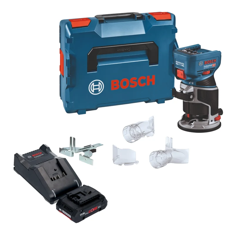 Bosch GKF 18V-8 Professional Akku Kantenfräse 18 V 8,0 mm Brushless + 1x ProCORE Akku 4,0 Ah + Ladegerät + L-Boxx