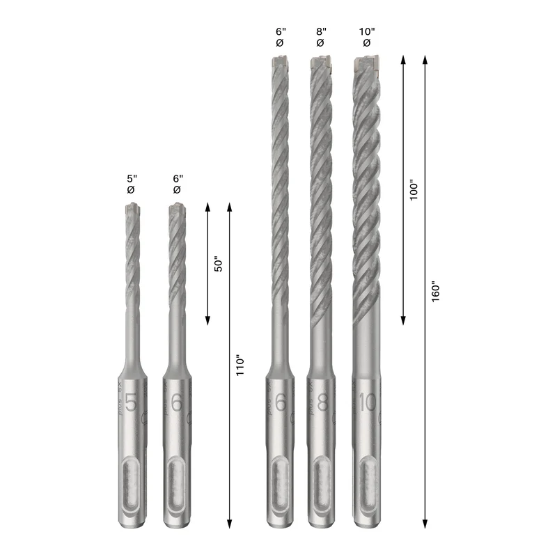 Bosch PRO SDS Plus-5X Hammerbohrer Set 5 tlg. 5 / 6 / 8 / 10 mm ( 2608833910 ) für Bohrhämmer