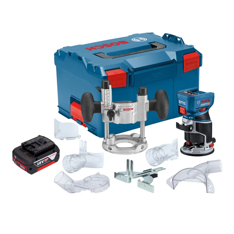 Bosch GKF 18V-8 Professional Akku Kantenfräse 18 V 8,0 mm Brushless + 1x Akku 5,0 Ah + Taucheinheit + L-Boxx - ohne Ladegerät