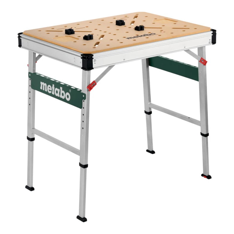 Metabo MWB 100 Multifunktionstisch mobile Werkbank robuste MDF-Tischplatte + 4 tlg. Bankhaken Set