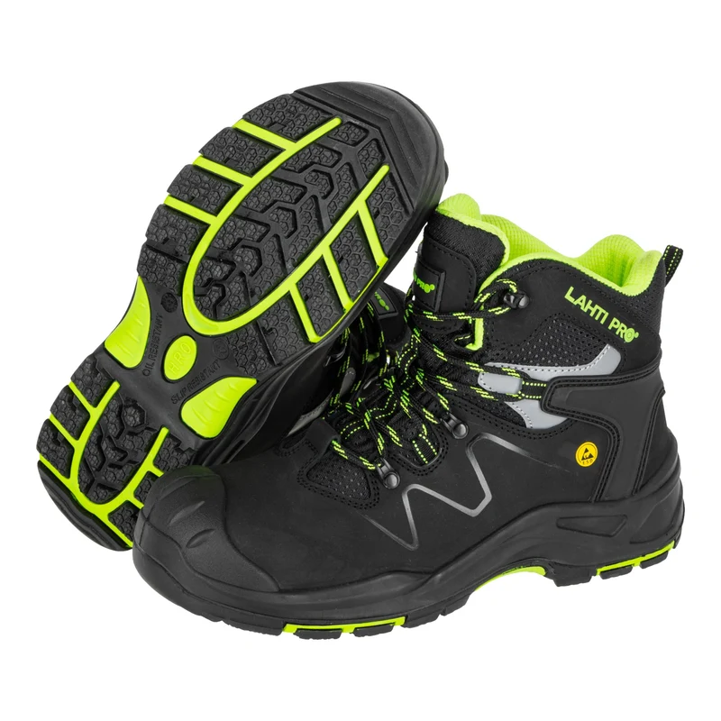 LAHTI PRO Sicherheitsstiefel Nubuk S3 FO HRO SR Größe 41 ( L3013041 ) schwarz grün