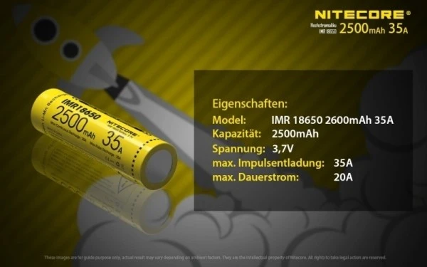 Nitecore 18650IMR 3,7V 2500mAh Li-Ion Akku