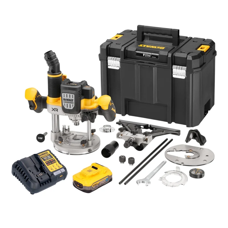 DeWalt DCW 620 H1T Akku Oberfräse 18 V 12 mm Brushless + 1x Powerstack Akku 5,0 Ah + Ladegerät + TSTAK