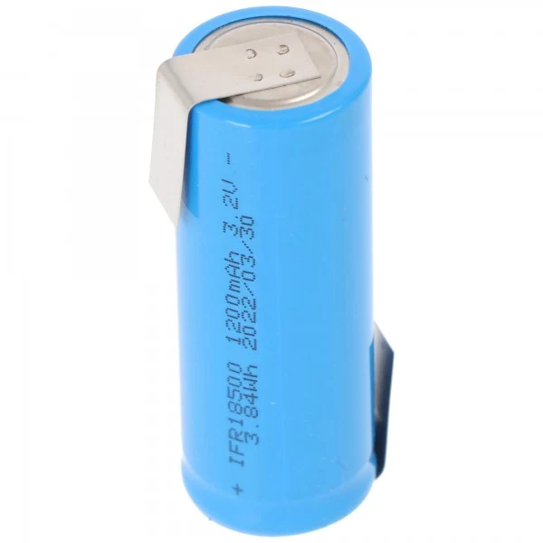 EIZfan IFR 18500 3,2V 1200mAh LiFePo4 Flat Top ungeschützt Lötfahne Z