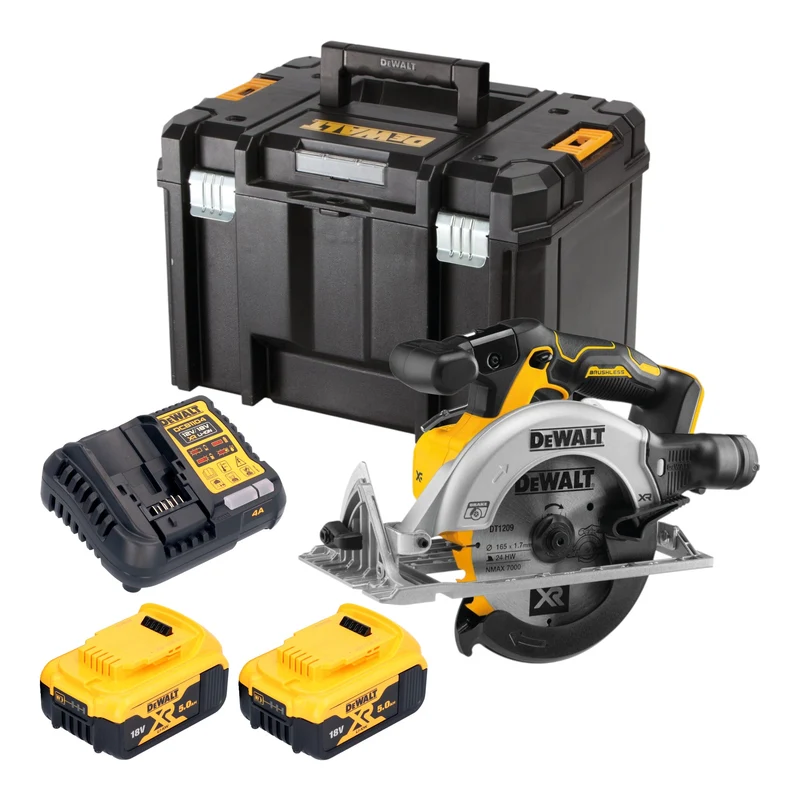 DeWalt DCS 565 P2T Akku Handkreissäge 18 V 165 mm Brushless + 2x Akku 5,0 Ah + Ladegerät + TSTAK