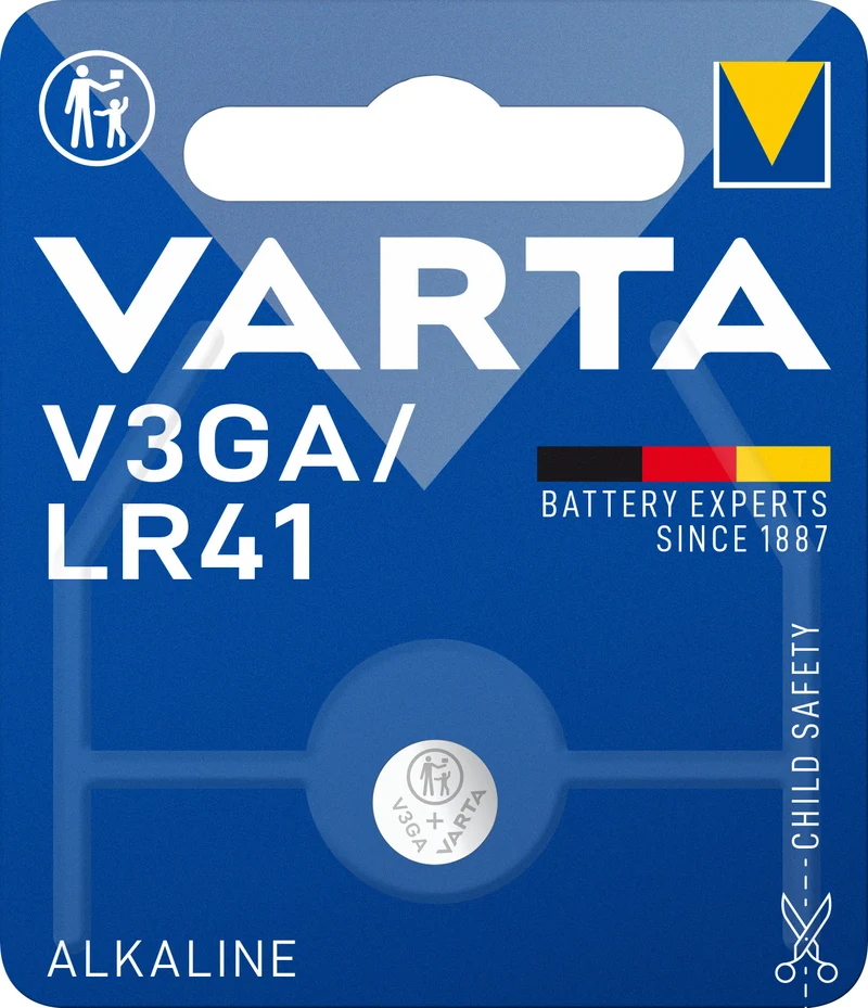 Varta Batterie Alkaline, Knopfzelle, LR41, V3GA, 1.5V Electronics, Retail Blister (1-Pack)
