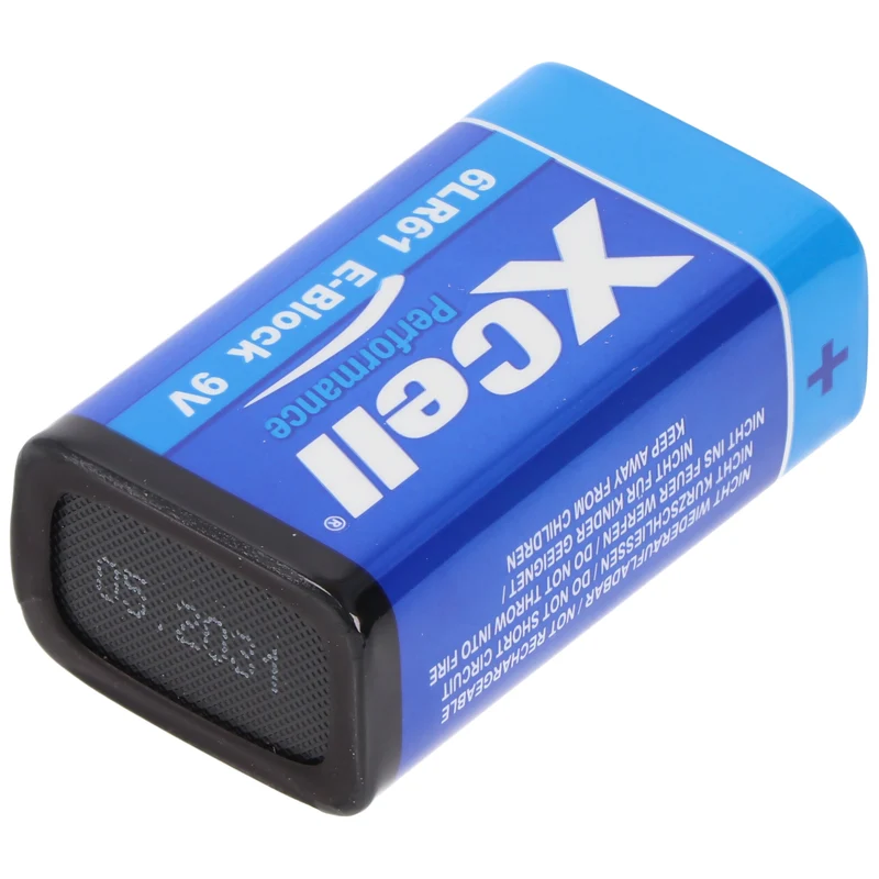 XCell Batterie Alkaline 9 Volt, 6LR61, 9V E-Block, umweltfreundliche Verpackung, 1er Blister