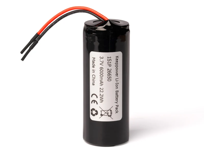 Keeppower 1S1P 26650 3,6V 3,7V (4,2V) *6000mAh Li-Ion-Akku **PCB geschützt, mit Kabelanschluss