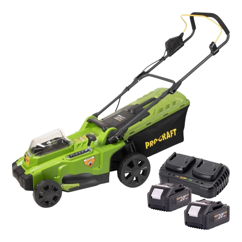 Procraft PLM20bb Akku Rasenmäher 40 V ( 2x 20 V ) 370 mm Brushless + 2x Akku 4,0 Ah + Ladegerät
