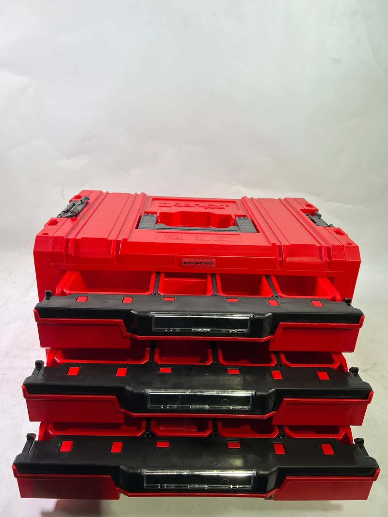 Qbrick System PRO Drawer 3 Toolbox 2.0 Expert RED ULTRA HD Werkzeugkoffer 450 x 310 x 244 mm 13,5 l stapelbar IP54 mit 3 Schubladen - Gebraucht
