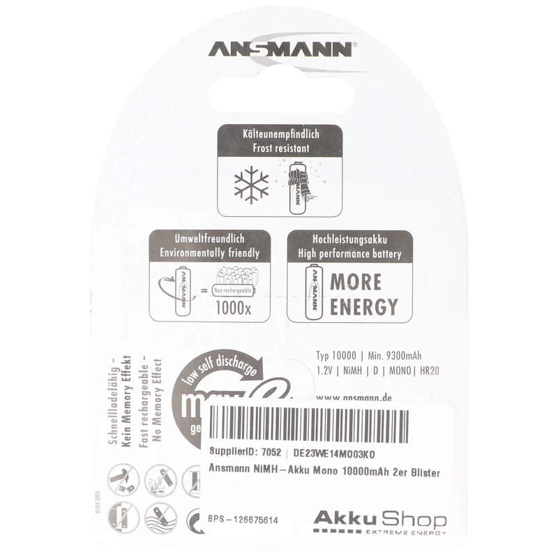 Ansmann NiMH-Akku Mono 10000mAh 2er Blister