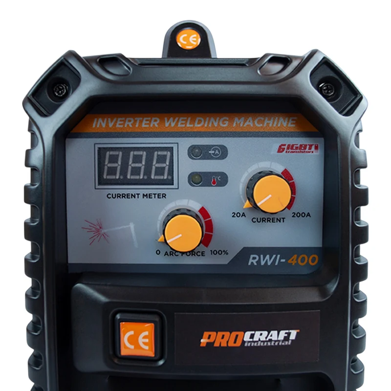 Procraft Industrial RWI-400 Inverter Schweißgerät 7 kW 20 - 200 A MMA + Schweißschutzschild + Drahtbürste + weiteres Zubehör