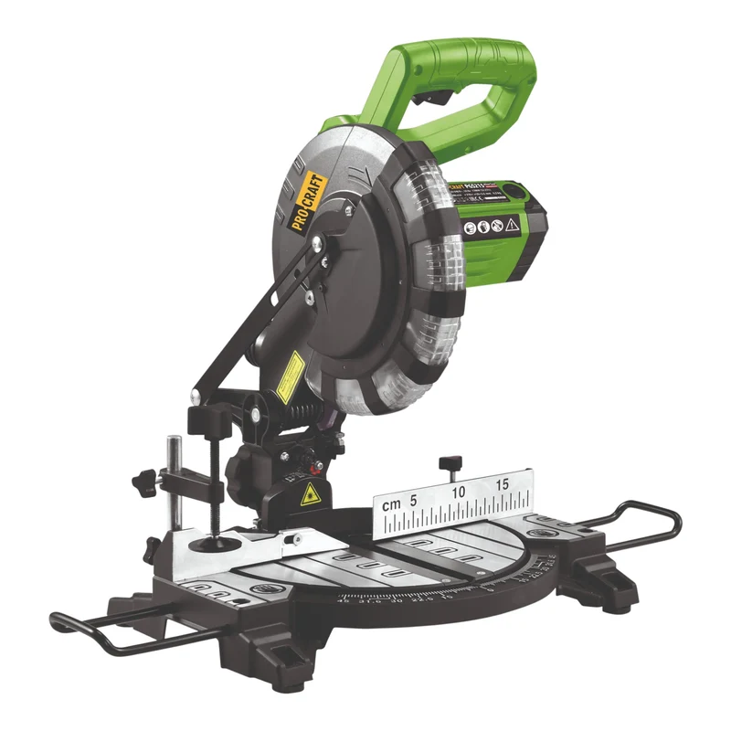 Procraft PGS215 Kapp- und Gehrungssäge 1500 W + 210 mm Sägeblatt 24 Z & Staubfangbeutel