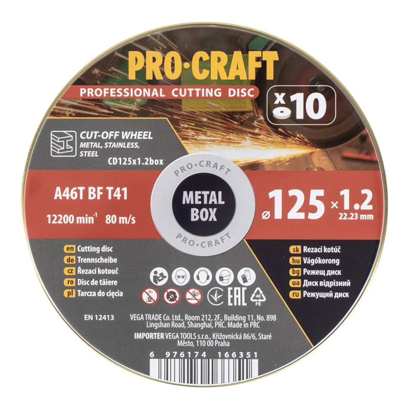 Procraft CD125x1.2b Trennscheiben Set 10 Stück 125 x 22,23 mm