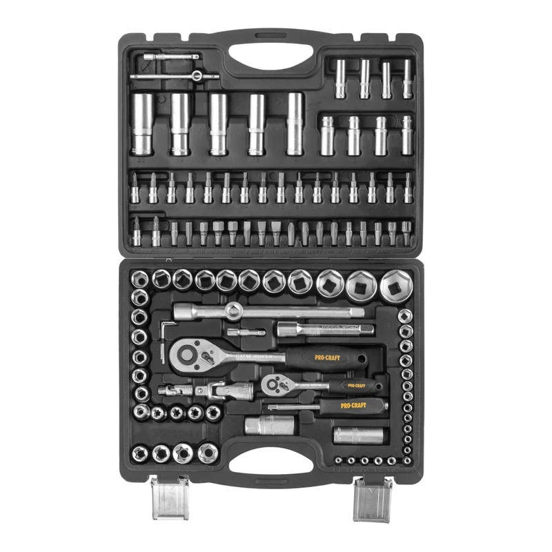 Procraft WS-108/72 Steckschlüssel Set 108 tlg. 1/4" / 1/2" Ratsche ( 72 Zähne ) / Schlüssel / Stecknuss / Bits + Koffer