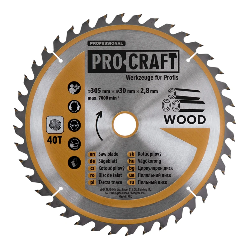 Procraft PGS305 Kapp- und Gehrungssäge 2000 W + 305 mm Sägeblatt 40 Z & Staubfangbeutel
