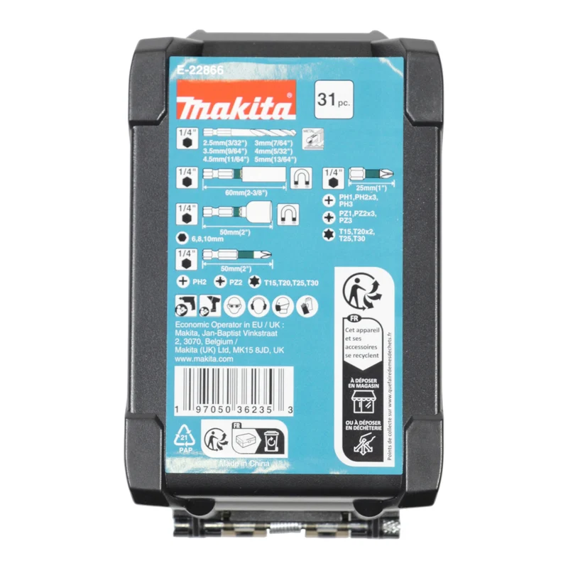 Makita E-22866 Bit und Bohrer Set 31 tlg. Impact Black S2-Stahl