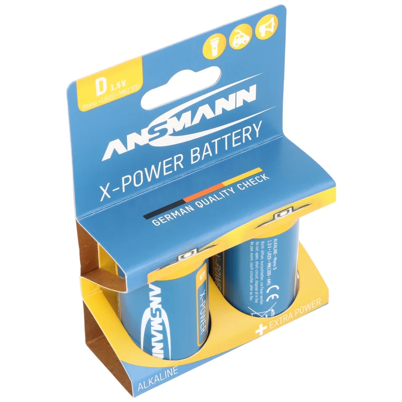 Ansmann X-Power Alkaline Batterie Mono D, LR20, 2er Papierblister