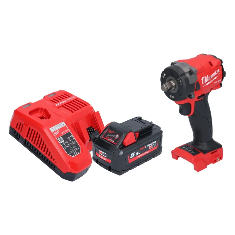 Milwaukee M18 FIW2F12-551 Akku Schlagschrauber 18 V 339 Nm 1/2" Brushless + 1x Akku 5,5 Ah + Ladegerät