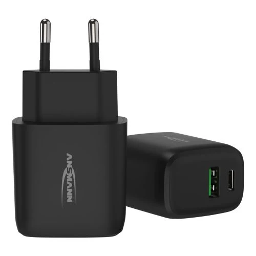 Ansmann USB-Ladegerät HC218PD, USB-A und USB-C Ladeport, 20W, schwarz