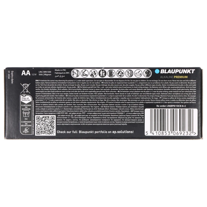 Blaupunkt Alkaline Premium Batterie 1,5V AA LR6 10er-Pack