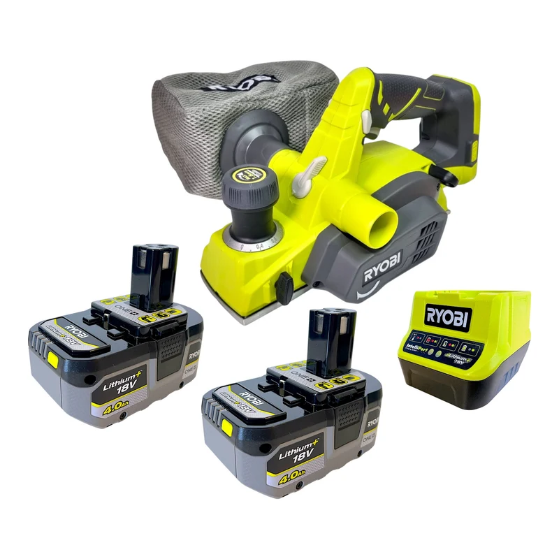 Ryobi R18PL-0 Akku Hobel 18 V 82 mm + 2x Akku 4,0 Ah + Ladegerät