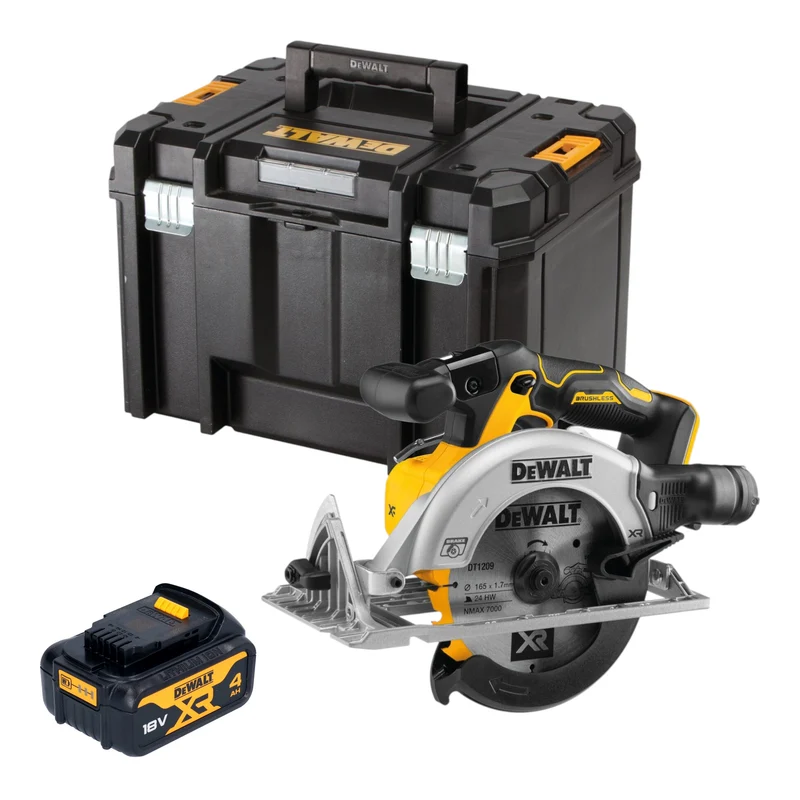 DeWalt DCS 565 NT Akku Handkreissäge 18 V 165 mm Brushless + 1x Akku 4,0 Ah + TSTAK - ohne Ladegerät