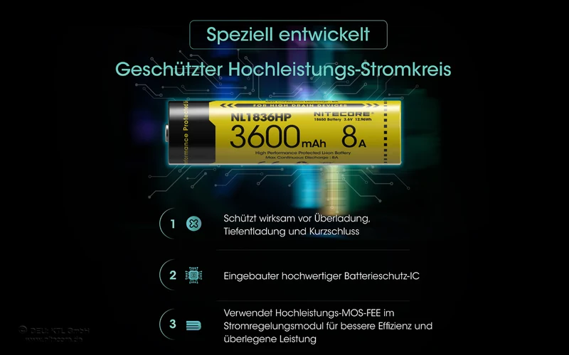 Nitecore Li-Ion Akku 18650 - 3600mAh - NL1836HP