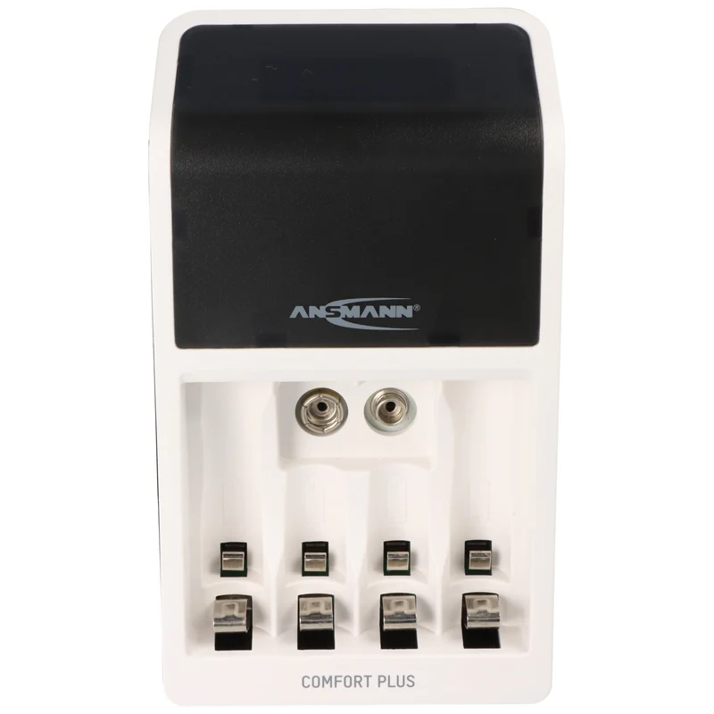 Ansmann Schnell-Ladegerät Comfort Plus für 1-4 NiMH Micro AAA, Mignon AA Akkus, NiMH 9V E-Block