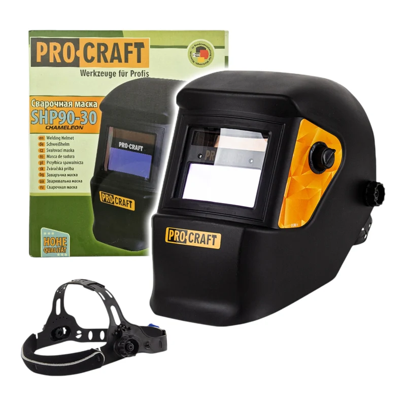 Procraft SHP90-30 Automatik-Schweißhelm für MMA MIG MAG FLUX WIG PAW, Plasma- & Brennschneiden – blitzschnelle Selbstverdunkelung, klare Sicht, zuverlässiger Augenschutz, externe Bedienung