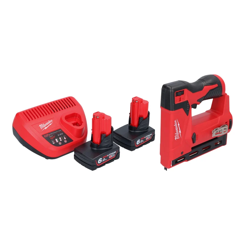 Milwaukee M12 BST-602 Akku Tacker 12 V 6 - 14 mm + 2x Akku 6,0 Ah + Ladegerät