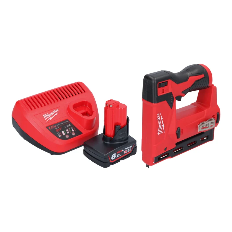 Milwaukee M12 BST-601 Akku Tacker 12 V 6 - 14 mm + 1x Akku 6,0 Ah + Ladegerät