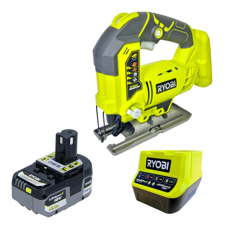 RYOBI R18JS-0 Akku Stichsäge 18 V 101 mm + 1x Akku 5,0 Ah + Ladegerät