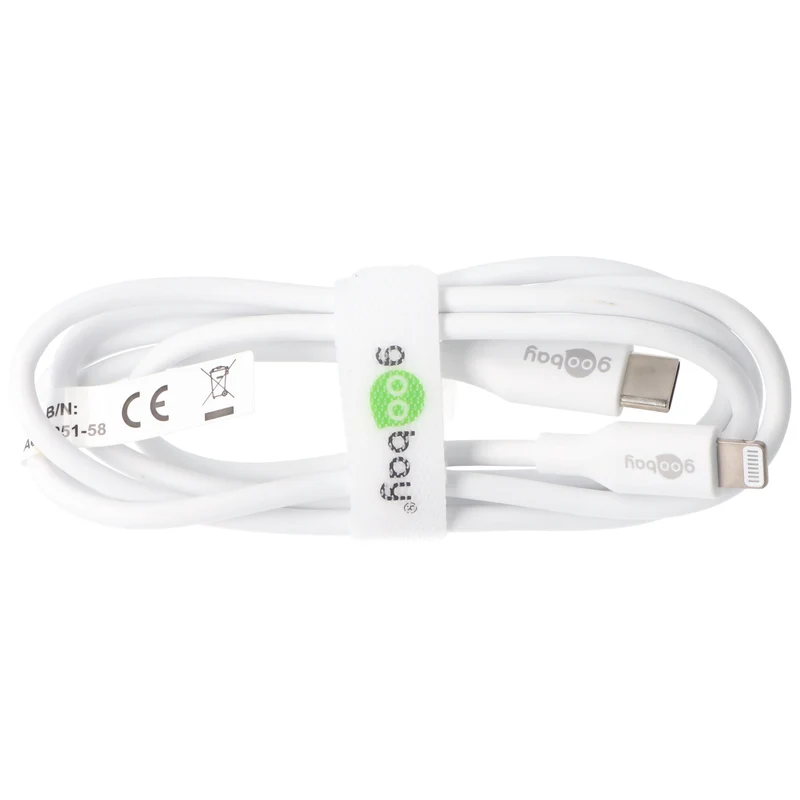 Goobay Lightning USB-C Lade- und Synchronisationskabel, das MFi-Kabel für Apple iPhone, iPad, weiß