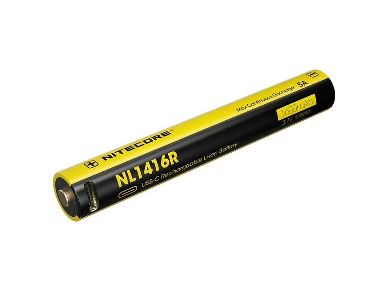 NiteCore NL1416R - 1600mAh, Li-Ionen 3,7V - PCB geschützt mit USB-C Lademöglichkeit für MT2A Pro