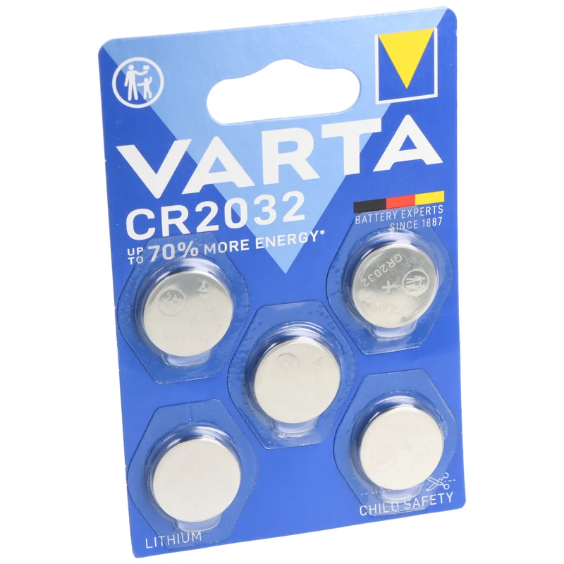 Varta Batterie Lithium, Knopfzelle, CR2032, 3V Electronics, Retail Blister 5-Pack