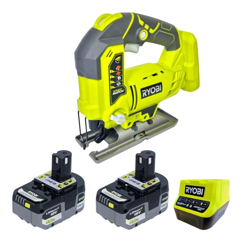 RYOBI R18JS-0 Akku Stichsäge 18 V 101 mm + 2x Akku 5,0 Ah + Ladegerät