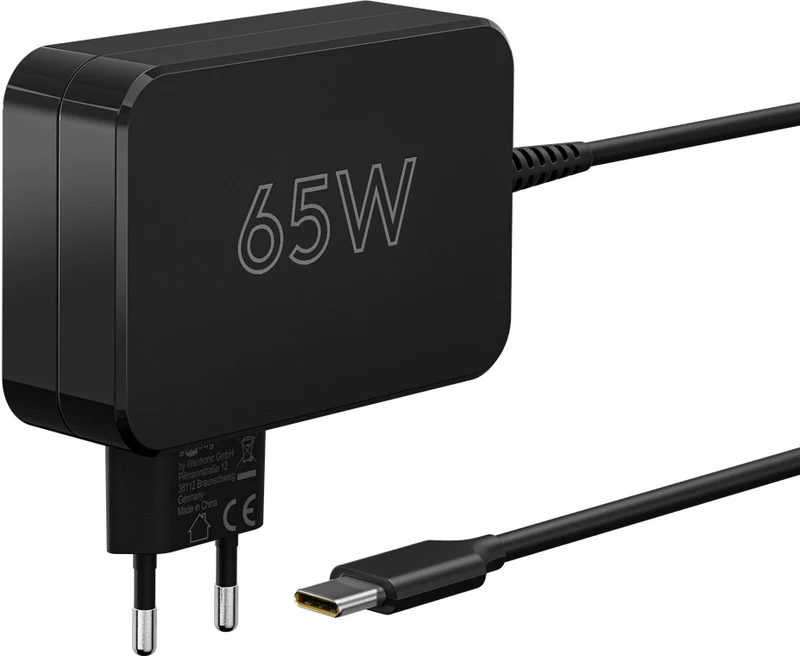 Goobay USB-C™-Ladegerät für Laptops (65 W) schwarz - kompaktes Notebook-Netzteil mit Schnellladefunktion (Power Delivery)