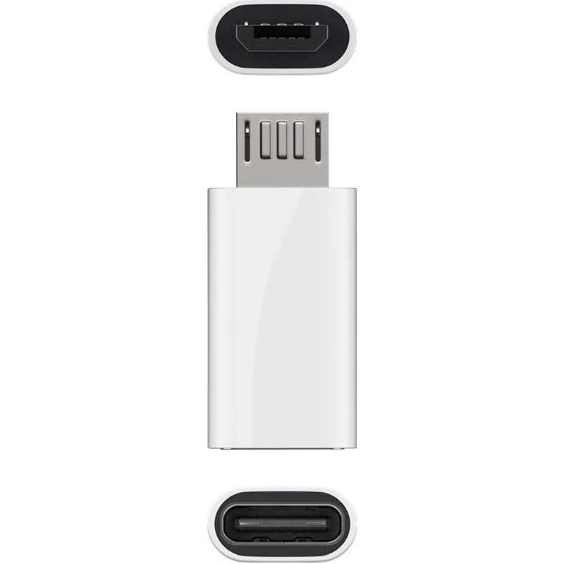 AccuCell Adapter USB 2.0 Micro-B auf USB-C weiß, zum Verbinden eines Micro-USB Gerätes mit einem USB-C Kabel