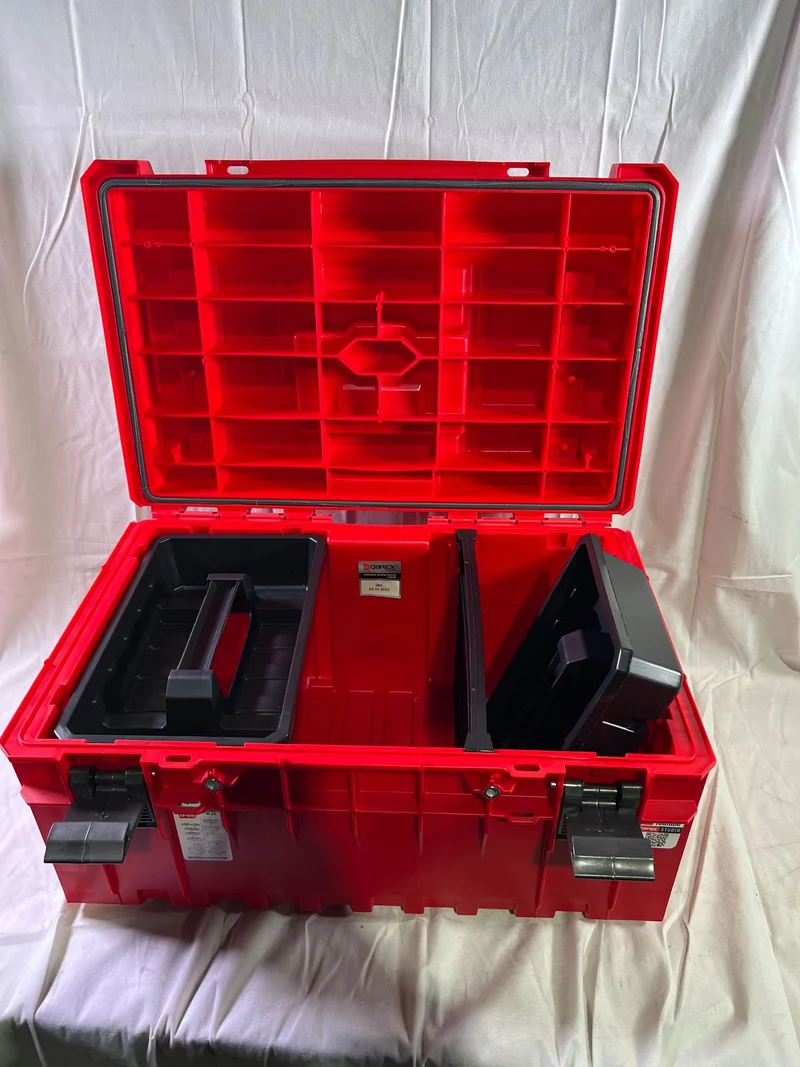 Qbrick System ONE 350 2.0 Technik RED ULTRA HD Custom Werkzeugkoffer modularer Organizer 585 x 385 x 320 mm 38 l stapelbar IP66 - Leicht Gebraucht