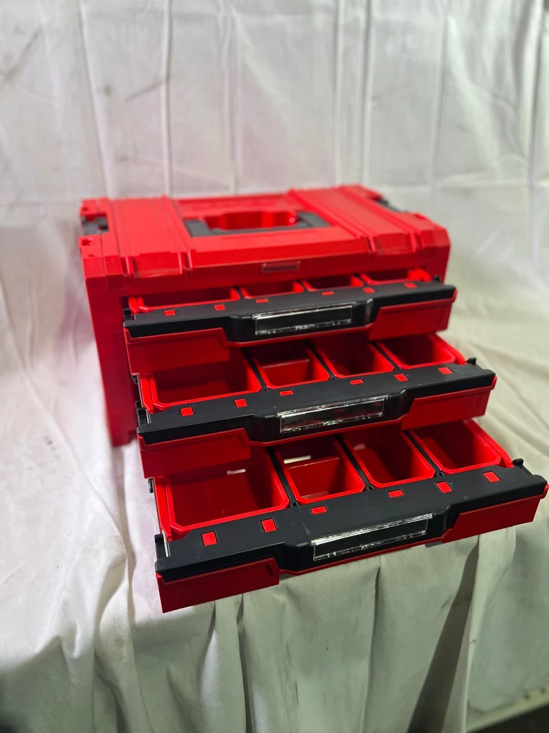 Qbrick System PRO Drawer 3 Toolbox 2.0 Expert RED ULTRA HD Werkzeugkoffer 450 x 310 x 244 mm 13,5 l stapelbar IP54 mit 3 Schubladen - Beschädigt