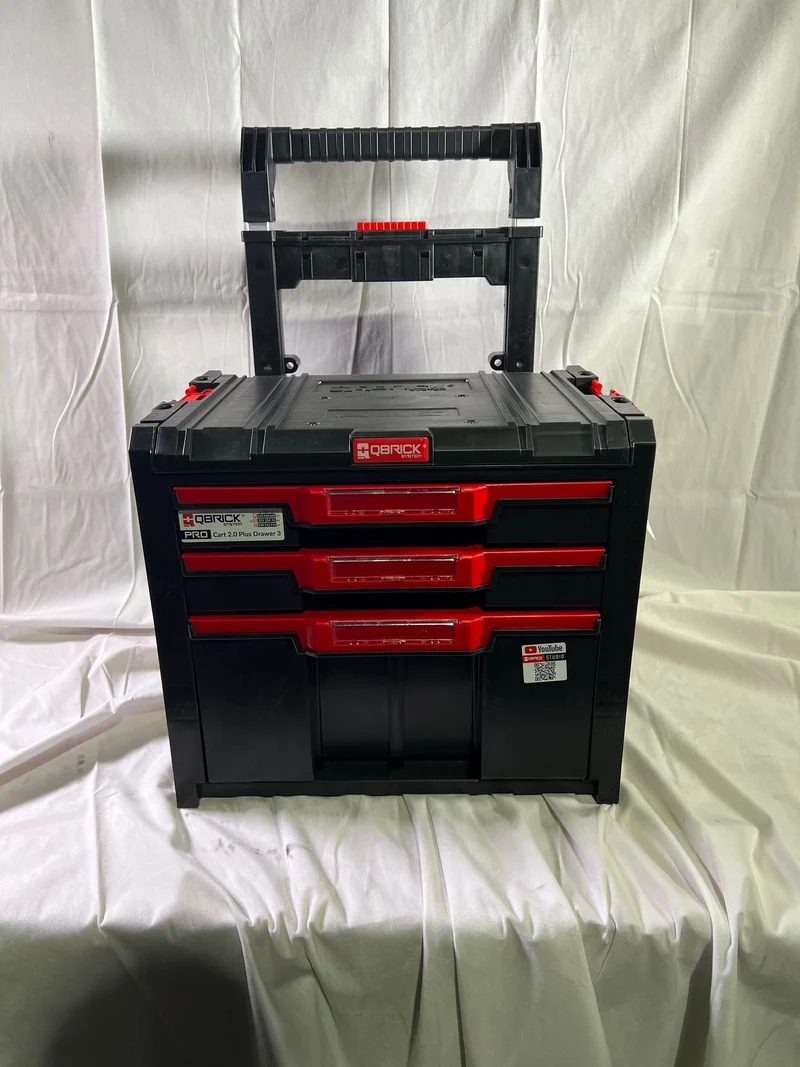 Qbrick System PRO Cart 2.0 Plus Drawer 3 mobile Box auf Rädern 520 x 415 x 660 mm 12 l 2x 4,5 l abnehmbarer Doppelteleskopgriff - Beschädigt