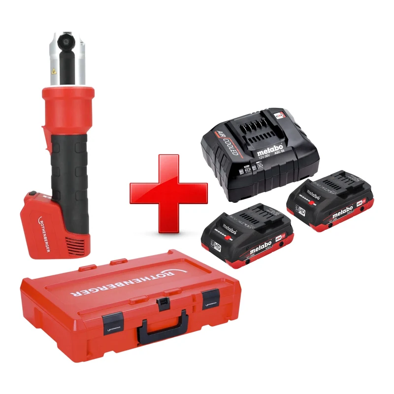 Rothenberger ROMAX NANO Akku Pressmaschine 18 V 34 kN CAS + 2x LiHD Akku 4,0 Ah + Ladegerät + Rocase